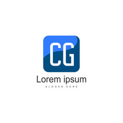 Initial CG logo template with modern frame. Minimalist CG letter logo vector illustration