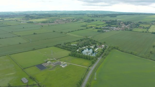 4K Aerial footage of Brickyard Lakes Country Park, North Yorkshire, England