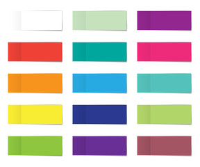 Post note sticker set. Paper sticky tape with shadow. Vector office color post note sticks for advertising design
