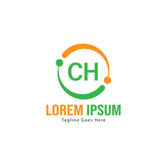 Initial CH logo template with modern frame. Minimalist CH letter logo vector illustration