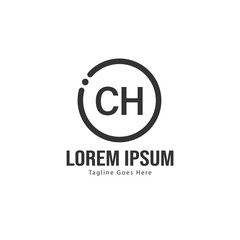 Initial CH logo template with modern frame. Minimalist CH letter logo vector illustration