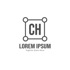 Initial CH logo template with modern frame. Minimalist CH letter logo vector illustration