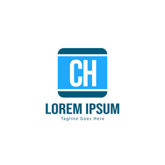 Initial CH logo template with modern frame. Minimalist CH letter logo vector illustration