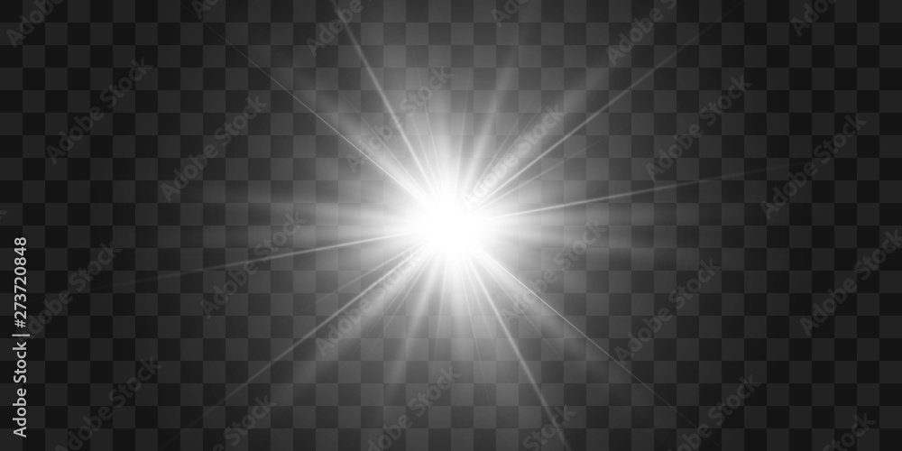 Poster white beautiful light explodes with a transparent explosion. vector, bright illustration for perfect