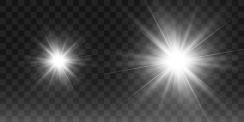 White beautiful light explodes with a transparent explosion. Vector, bright illustration for perfect effect with sparkles. Bright Star. Transparent shine of the gloss gradient, bright flash.