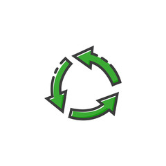 Circle arrow icon in a flat design. Vector illustration