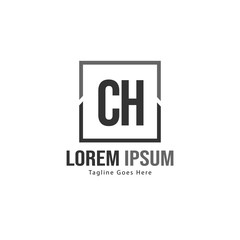 Initial CH logo template with modern frame. Minimalist CH letter logo vector illustration