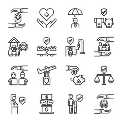 Insurance icon set.Vector illustration