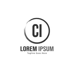 Initial CI logo template with modern frame. Minimalist CI letter logo vector illustration