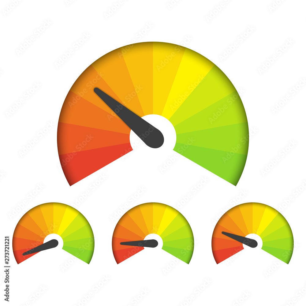 Poster set of measuring icons on a white background. speedometer icons set