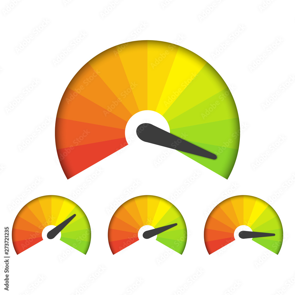 Poster set of measuring icons on a white background. speedometer icons set