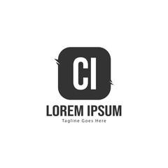 Initial CI logo template with modern frame. Minimalist CI letter logo vector illustration