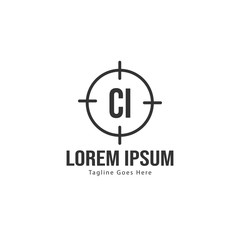 Initial CI logo template with modern frame. Minimalist CI letter logo vector illustration