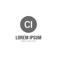 Initial CI logo template with modern frame. Minimalist CI letter logo vector illustration