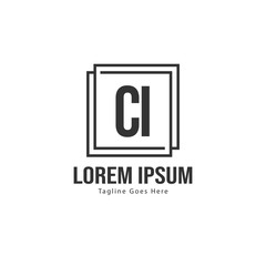 Initial CI logo template with modern frame. Minimalist CI letter logo vector illustration