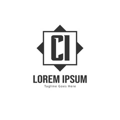 Initial CI logo template with modern frame. Minimalist CI letter logo vector illustration