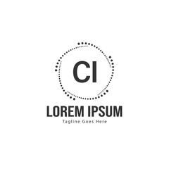 Initial CI logo template with modern frame. Minimalist CI letter logo vector illustration