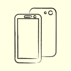 Smart mobile phone. Sketch illustration in vector