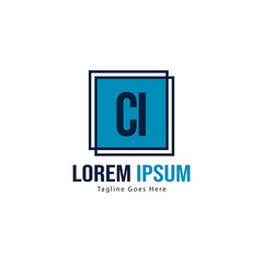 Initial CI logo template with modern frame. Minimalist CI letter logo vector illustration
