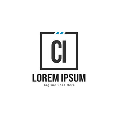 Initial CI logo template with modern frame. Minimalist CI letter logo vector illustration