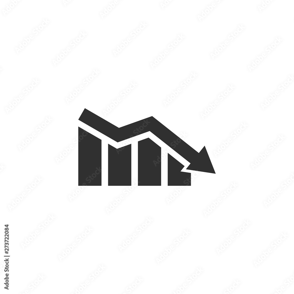 Poster falling graph icon in simple design. vector illustration