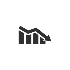 Falling graph icon in simple design. Vector illustration