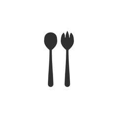 Salad spoon and fork icon in simple design. Vector illustration