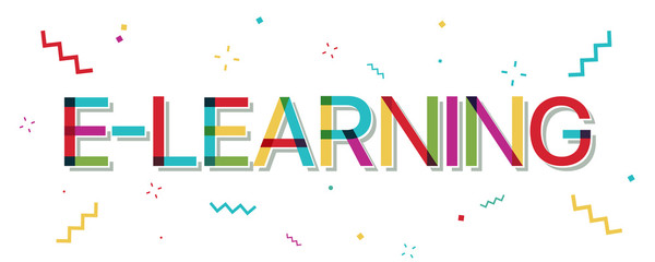 E-Learning colorful banner with confetti