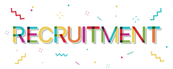 Recruitment colorful banner with confetti