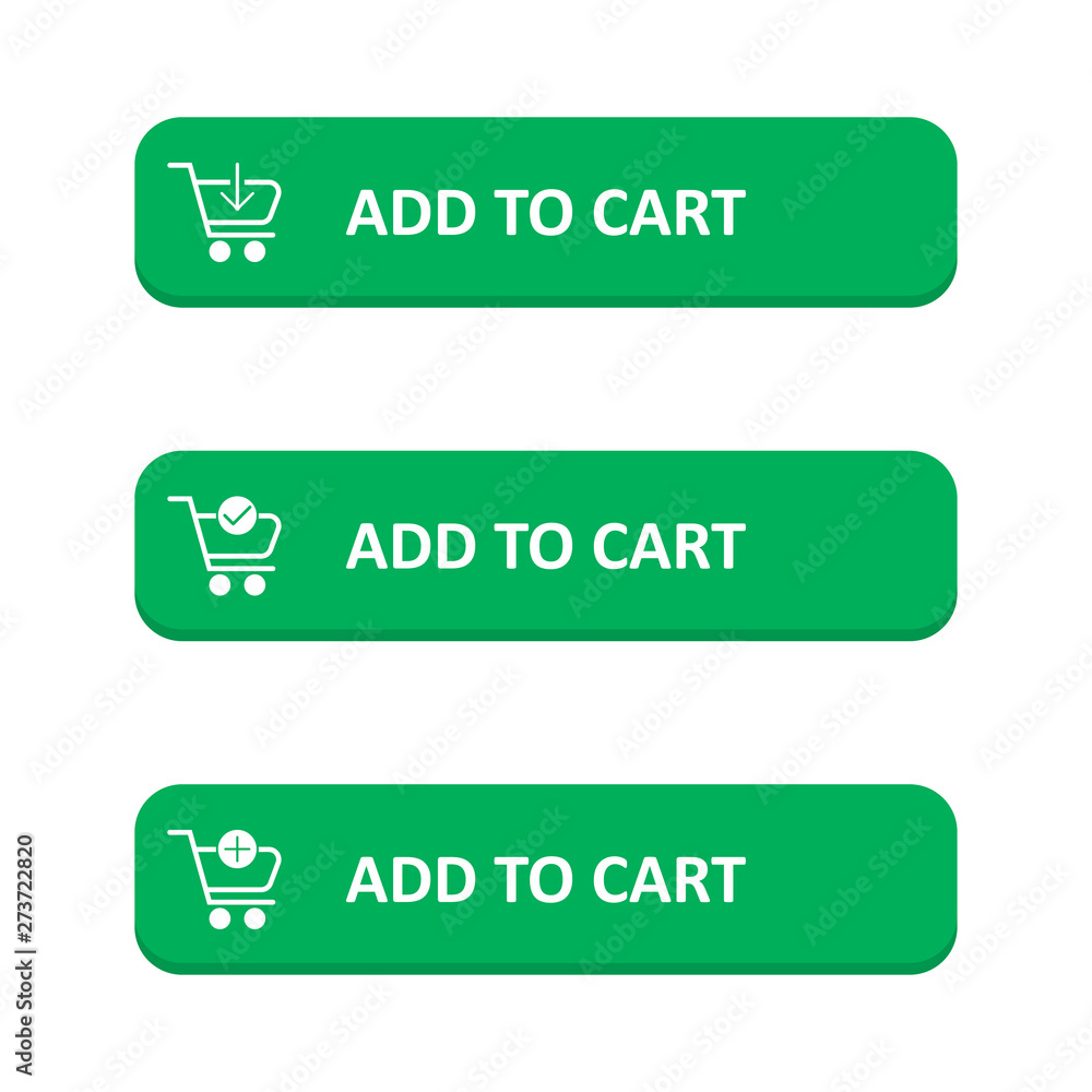 Poster Set of add to cart button in a flat design