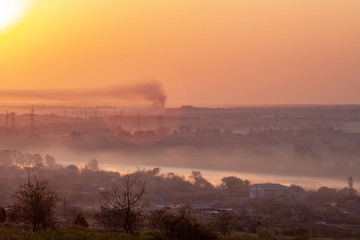 Beautiful soft sunrise on the river