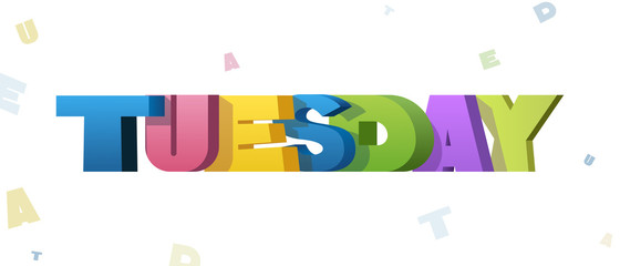 Colorful illustration of Tuesday word 