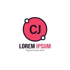Initial CJ logo template with modern frame. Minimalist CJ letter logo vector illustration