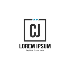 Initial CJ logo template with modern frame. Minimalist CJ letter logo vector illustration