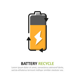 Recycle battery icon in a flat design. Vector illustration