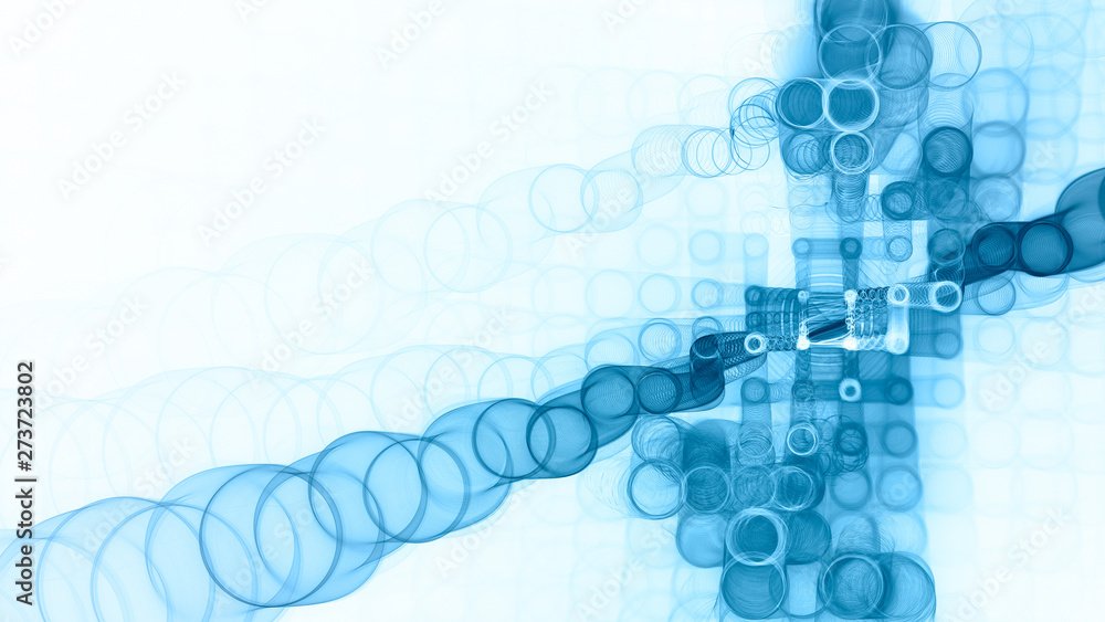 Poster abstract background element. fractal graphics 3d illustration. wide format composition of grid cells