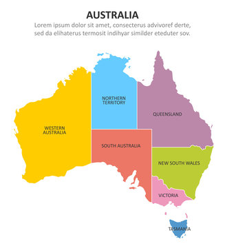 Australia multicolored map with regions. Vector illustration