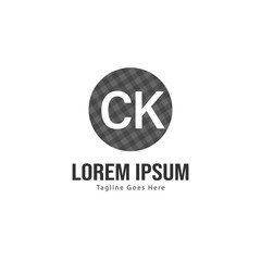 Initial CK logo template with modern frame. Minimalist CK letter logo vector illustration