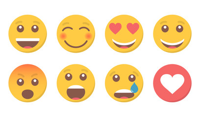 Set of smile emoji and like for social media
