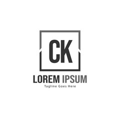 Initial CK logo template with modern frame. Minimalist CK letter logo vector illustration