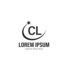 Initial CL logo template with modern frame. Minimalist CL letter logo vector illustration