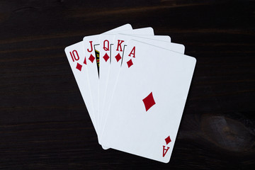 playing cards on black background