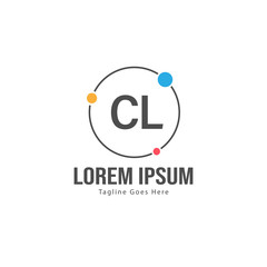Initial CL logo template with modern frame. Minimalist CL letter logo vector illustration