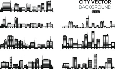 Obraz premium Set of vector cities silhouette