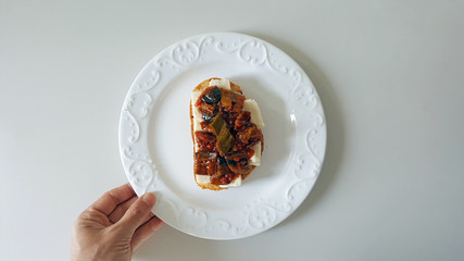 Vegetables and Cheese on Bread