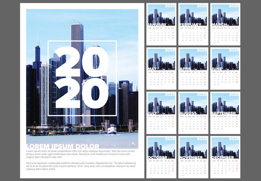 Full Year Calendar Layout with City Photograph Element