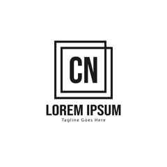 Initial CN logo template with modern frame. Minimalist CN letter logo vector illustration