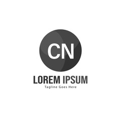 Initial CN logo template with modern frame. Minimalist CN letter logo vector illustration