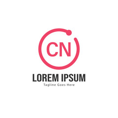Initial CN logo template with modern frame. Minimalist CN letter logo vector illustration