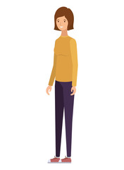 young woman in white background avatar character